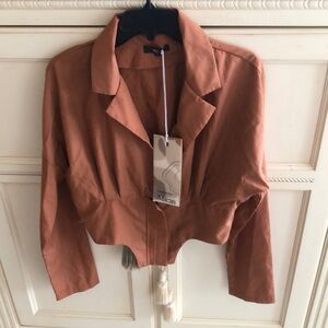 Micas Women's Terracotta Long Sleeve Crop Top